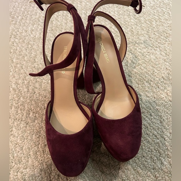 Veronica Beard maroon suede platform heels - Picture 3 of 5